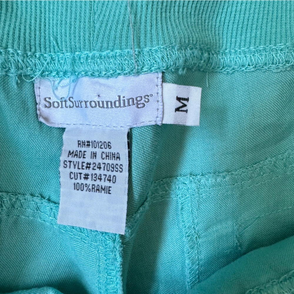 Soft Surroundings Teal Turquoise Straight Leg Cargo PullOn Pants SZ M - Picture 3 of 10